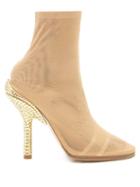 Burberry - Gennie Embossed-heel Mesh Boots - Womens - Beige Gold