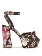 Matchesfashion.com Dolce & Gabbana - Keira Floral Brocade Platform Sandals - Womens - Black Multi