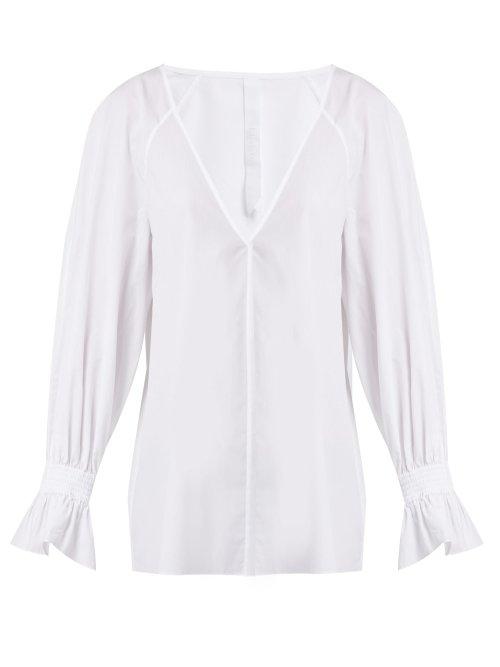 Matchesfashion.com Merlette - Azore Cotton Poplin Blouse - Womens - White