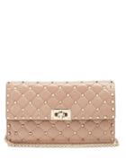 Matchesfashion.com Valentino - Rockstud Spike Quilted Suede Clutch - Womens - Nude
