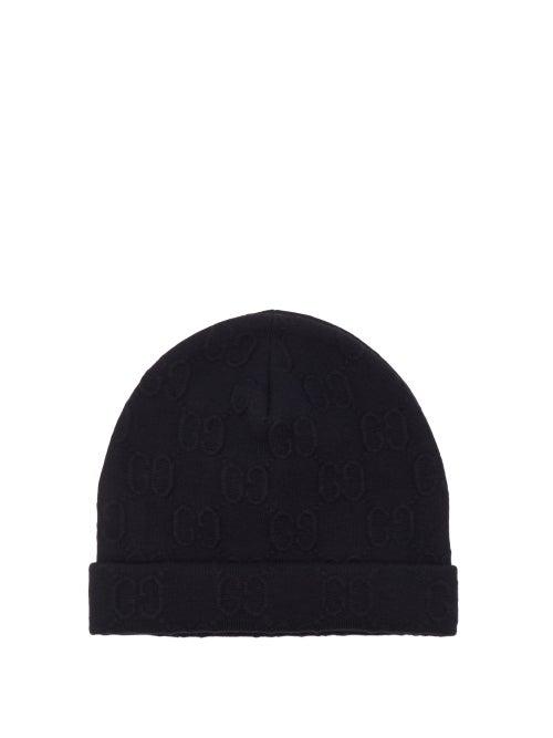 Gucci - Gg-jacquard Wool-blend Beanie Hat - Mens - Navy