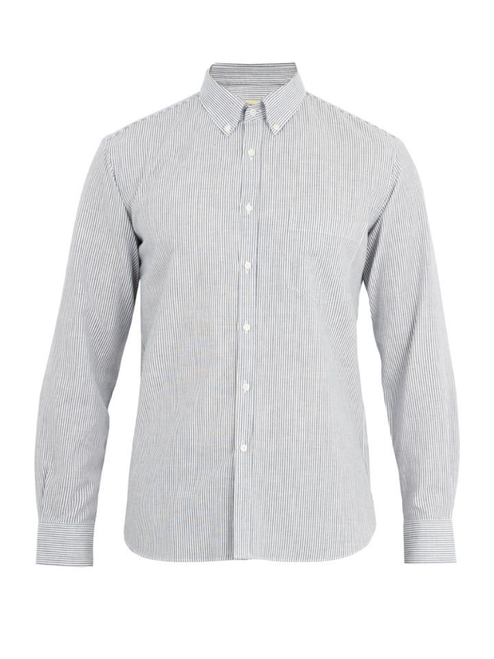 De Bonne Facture Button-down Collar Striped Cotton Shirt