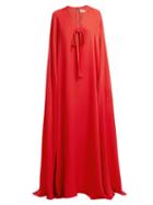 Matchesfashion.com Elie Saab - Cape Sleeve Silk Crepe Gown - Womens - Coral