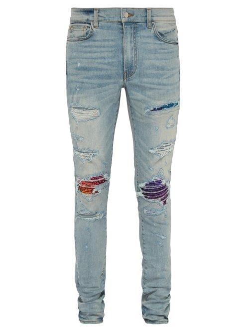 Matchesfashion.com Amiri - Mx1 Rainbow Bandana Slim Leg Jeans - Mens - Light Indigo