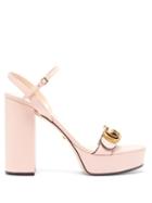 Matchesfashion.com Gucci - Gg Marmont Leather Platform Sandals - Womens - Light Pink