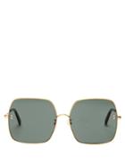 Matchesfashion.com Stella Mccartney - Oversized Square Frame Metal Sunglasses - Womens - Green Gold