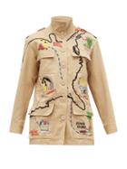 Matchesfashion.com Kilometre Paris - Our American Tour Patched Cotton Jacket - Womens - Beige Print