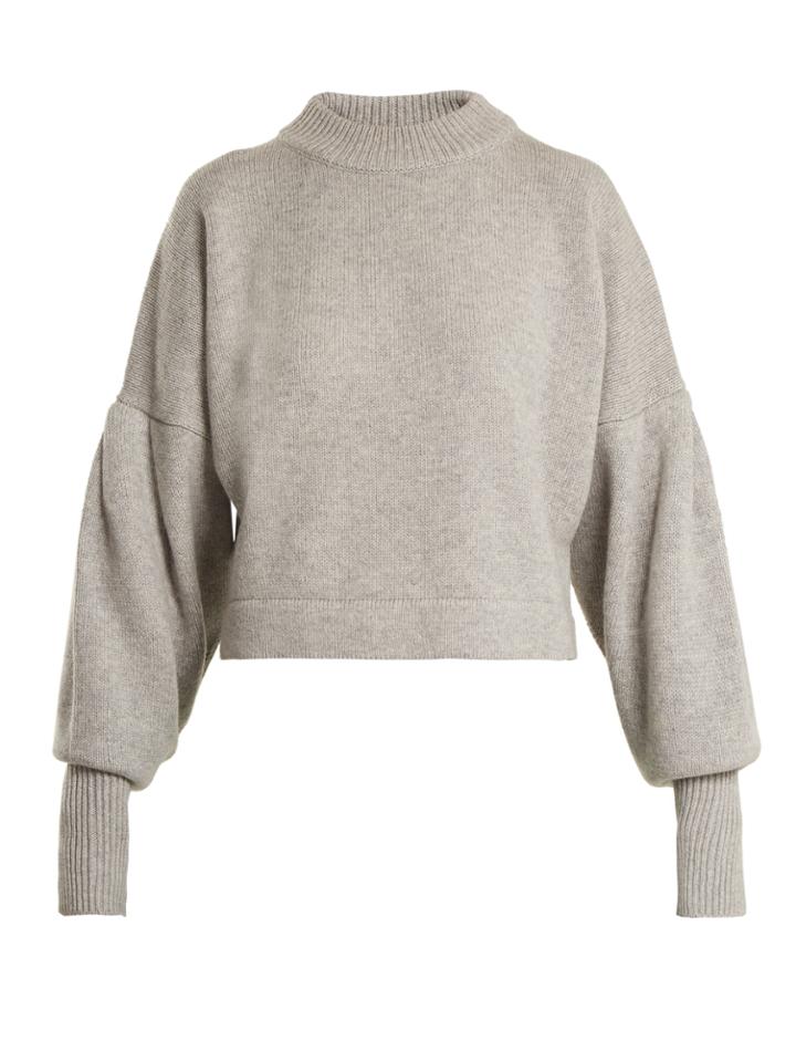 Tibi Pleated-sleeve Cropped Sweater