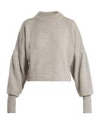 Tibi Pleated-sleeve Cropped Sweater