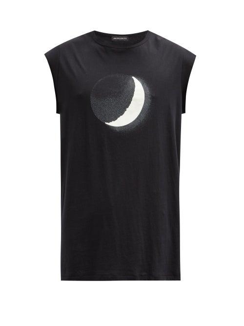 Matchesfashion.com Ann Demeulemeester - Moon-print Cotton-jersey T-shirt - Mens - Black