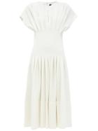 Matchesfashion.com Proenza Schouler - Pintucked-waist Pleated Floral-print Crepe Dress - Womens - Ivory