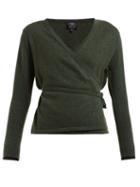 Matchesfashion.com Pepper & Mayne - Wrap Cashmere And Wool Blend Cardigan - Womens - Dark Green