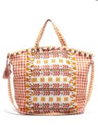 Matchesfashion.com Dodo Bar Or - Oana Gingham Jacquard Cotton Beach Bag - Womens - Brown Multi