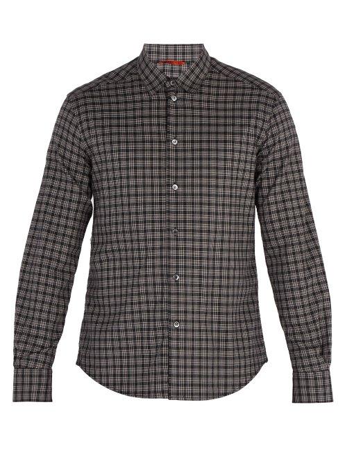 Matchesfashion.com Barena Venezia - Point Collar Checked Cotton Shirt - Mens - Black Multi