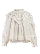 Matchesfashion.com Isabel Marant - Geoffrey Ladder Lace Insert Voile Blouse - Womens - White