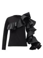 Matchesfashion.com Marques'almeida - Ruffled Organic Cotton-jersey Top - Womens - Black
