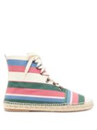 Matchesfashion.com Loewe - Striped Cotton High-top Espadrille Trainers - Mens - Multi