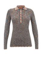 Matchesfashion.com Missoni - Metallic Long-sleeved Striped-knit Polo Shirt - Womens - Black Multi