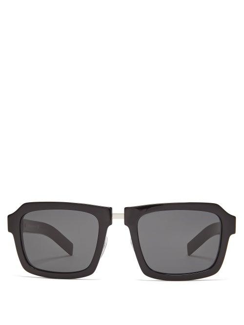 Matchesfashion.com Prada Eyewear - Metal-insert Square Acetate Sunglasses - Mens - Black