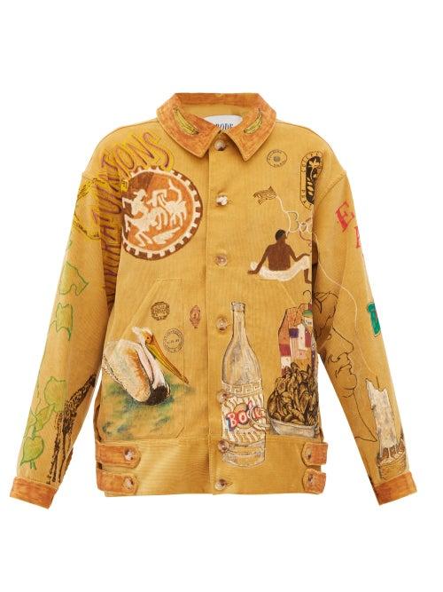 Matchesfashion.com Bode - Senior Hand Painted Cotton Corduroy Jacket - Womens - Beige