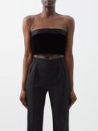 Saint Laurent - Satin-trim Velvet Bandeau Top - Womens - Black