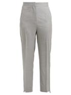 Matchesfashion.com Burberry - High Rise Straight Leg Wool Trousers - Womens - Grey