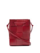 Bottega Veneta - Cassette Medium Intrecciato Leather Bucket Bag - Womens - Dark Red