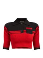 Matchesfashion.com Miu Miu - Block Colour Cropped Cashmere Sweater - Womens - Red