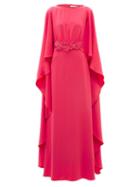 Carolina Herrera - Cape-back Floral-appliqu Crepe Gown - Womens - Pink