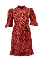 Matchesfashion.com Batsheva - Kate Zebra-flocked Taffeta Mini Dress - Womens - Red