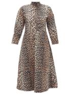 Matchesfashion.com Ganni - Zip-through Leopard-print Cotton-poplin Midi Dress - Womens - Leopard