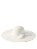 Maison Michel - Ribbon-trimmed Straw Hat - Womens - White