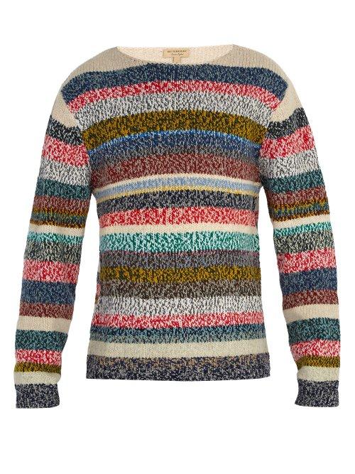 Matchesfashion.com Burberry - Striped Merino Wool Sweater - Mens - Multi