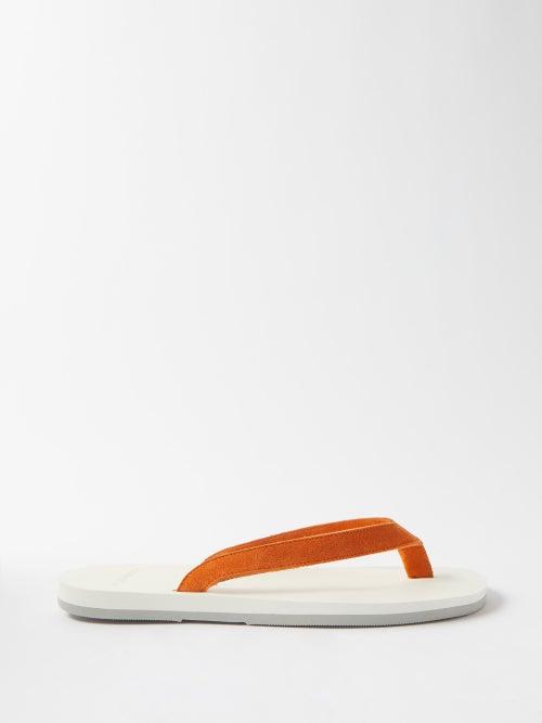 The Resort Co - Suede-strap Rubber Flip Flops - Mens - Orange White