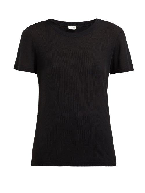Matchesfashion.com Saint Laurent - Ribbed Knit Modal Blend T Shirt - Womens - Black