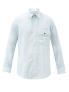 Matchesfashion.com L.e.j - Officer's Flap-pocket Silk-crepe Shirt - Mens - Light Blue