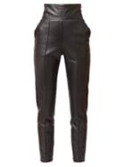 Matchesfashion.com Alexandre Vauthier - High-rise Leather Slim Trousers  - Womens - Black