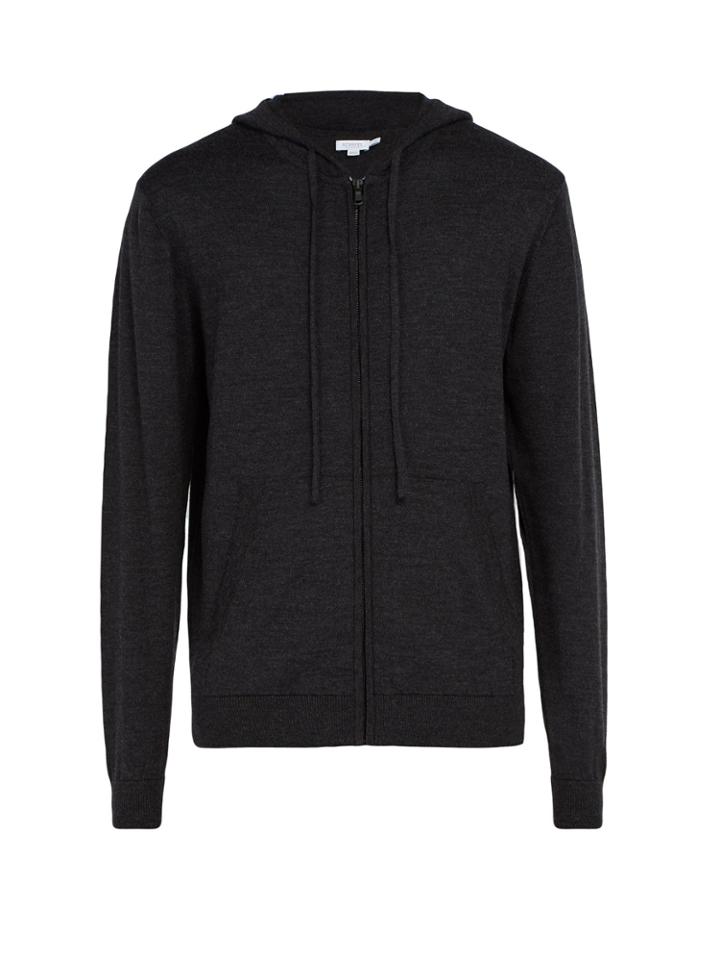 Sunspel Zip-through Wool Hooded Sweater