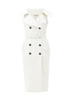 Matchesfashion.com Alexander Mcqueen - Open-collar Leather Trench Midi Dress - Womens - Ivory