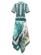 Matchesfashion.com F.r.s - For Restless Sleepers - Concordia Patchworked Floral-print Silk Dress - Womens - Green Multi