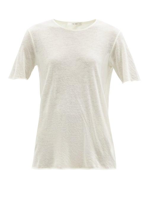 Matchesfashion.com The Row - Chenzia Rolled-edge Cashmere T-shirt - Womens - Cream
