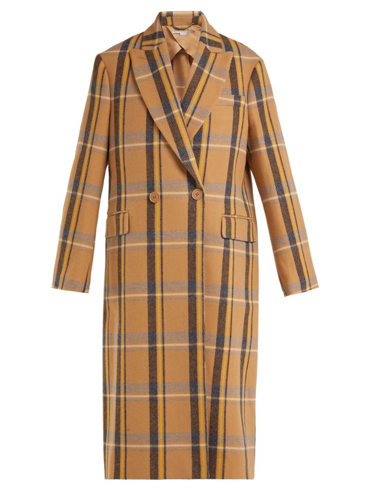 Stella Mccartney Double-breasted Check Wool Overcoat