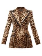 Matchesfashion.com Dolce & Gabbana - Leopard Print Velvet Blazer - Womens - Leopard