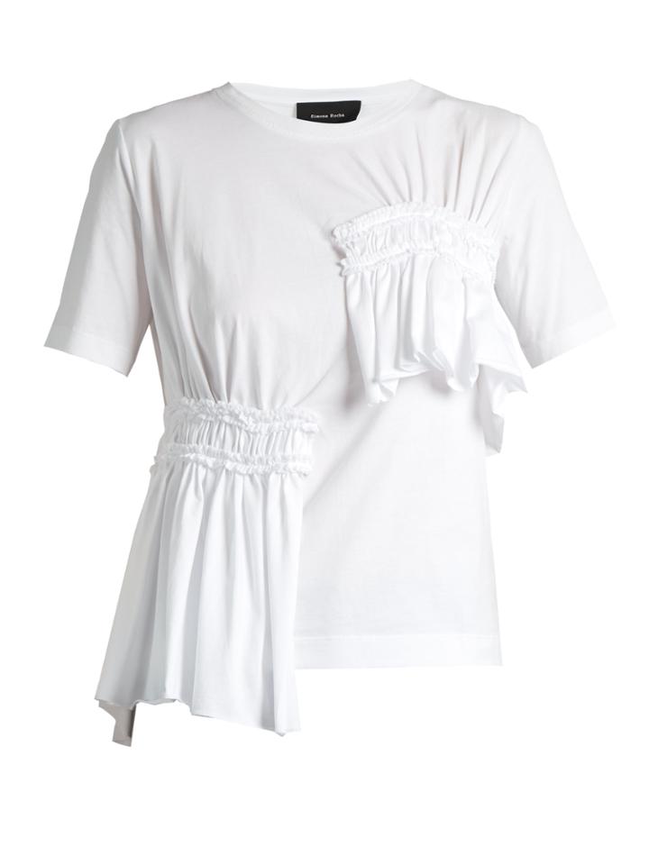 Simone Rocha Short-sleeved Gathered-panel Cotton T-shirt