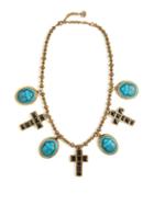 Matchesfashion.com Gucci - Beetle And Cross Pendant Bead Necklace - Womens - Blue