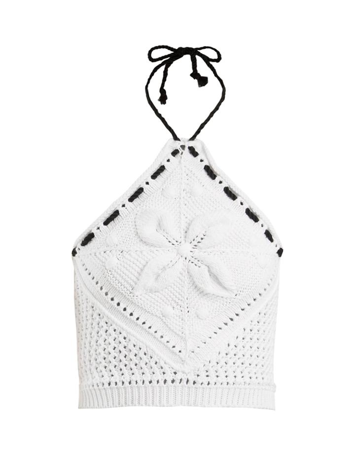 Redvalentino Halterneck Crochet-knit Cotton Cropped Top