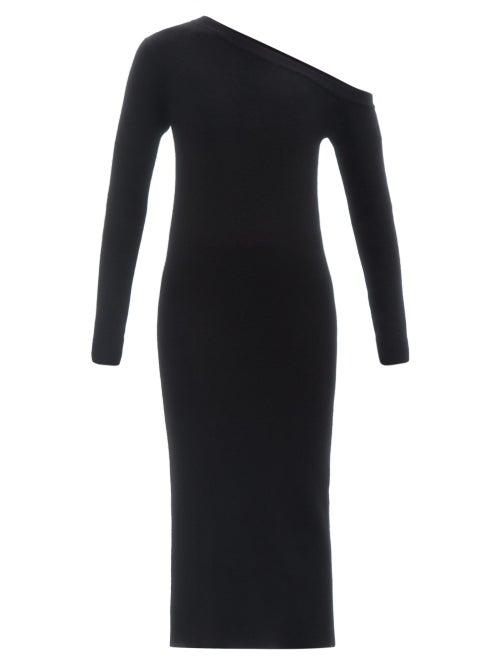 Matchesfashion.com Lisa Yang - Kitty One-shoulder Ribbed Cashmere Dress - Womens - Black