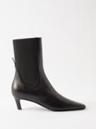 Toteme - The Mid Heel 60 Leather Ankle Boots - Womens - Black