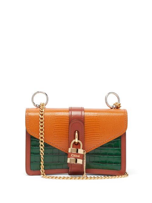 Matchesfashion.com Chlo - Aby Lizard Embossed Leather Shoulder Bag - Womens - Tan Multi