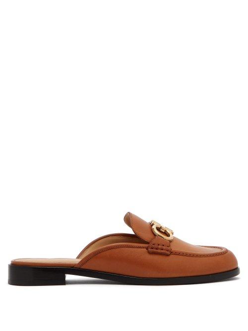 Matchesfashion.com Salvatore Ferragamo - Gancini Backless Leather Loafers - Womens - Tan